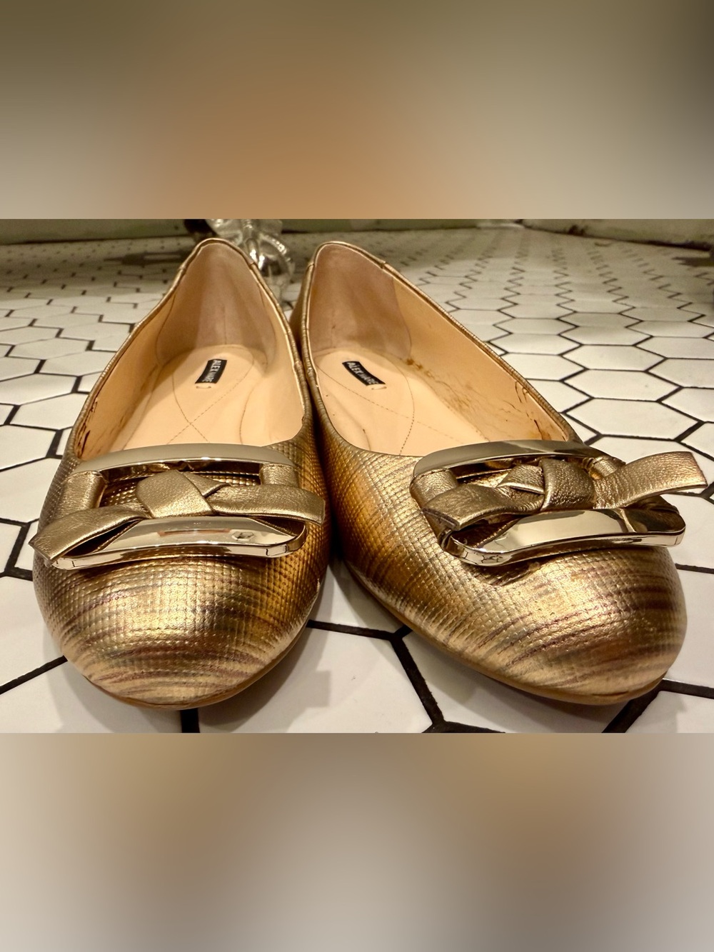 Alex Marie Metallic Gold/Bronze Braided Buckle Ballet Flats